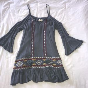 Cold Shoulder Embroidered Dress